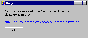 Example Oasys client message window